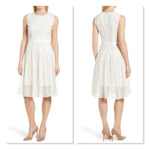 Hugo Boss Dafalia Cotton Eyelet Dress size 14 in White
